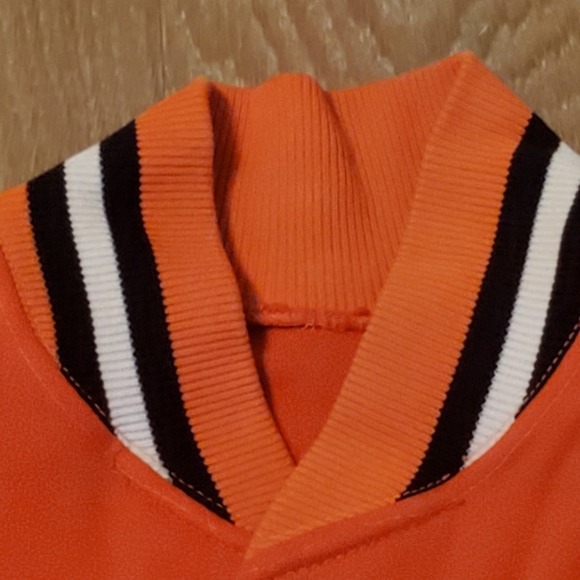 Vintage 1980s Orange White Embroidered Lightweight Varsity Jacket Large 80s #76 - Picture 5 of 16